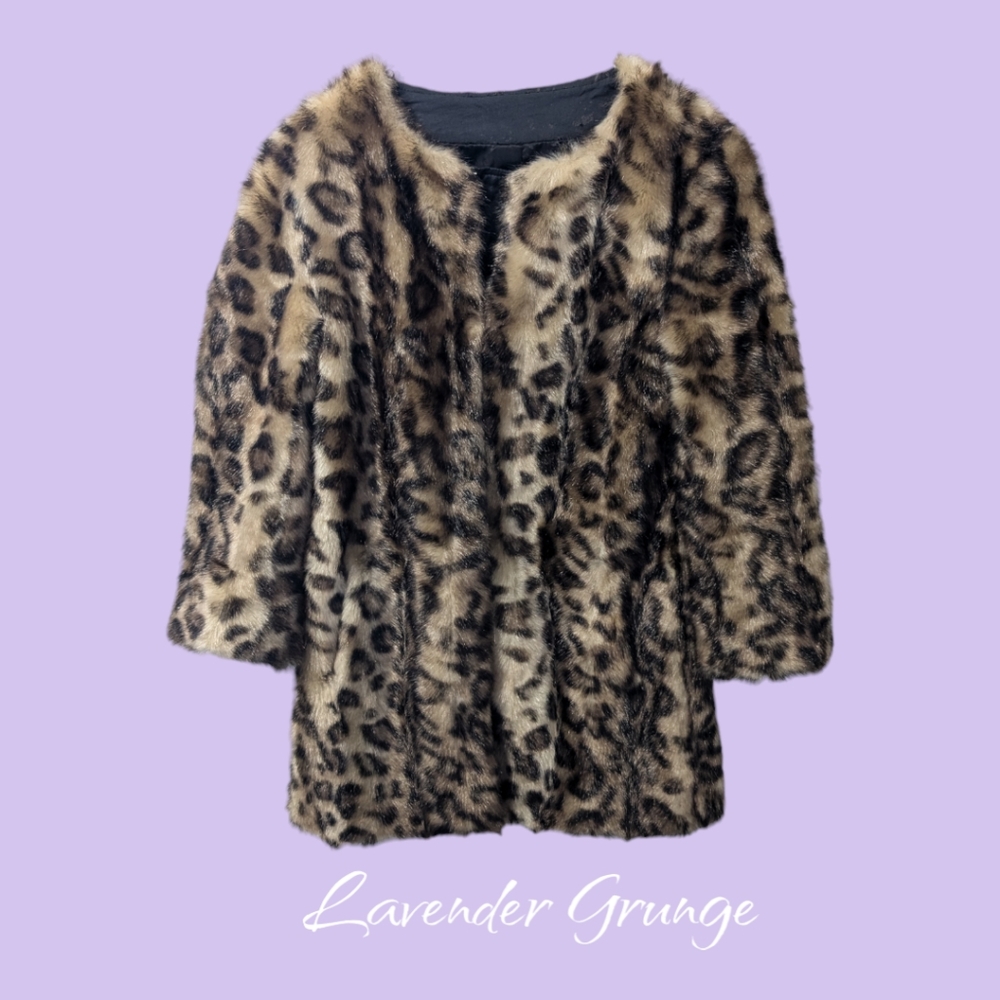 Guess Faux Fur Leopard Print Coat - US S